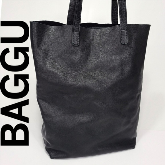 BAGGU Handbags - BAGGU Soft Pebble Leather Tote Open Top Bag Purse Shopper Style